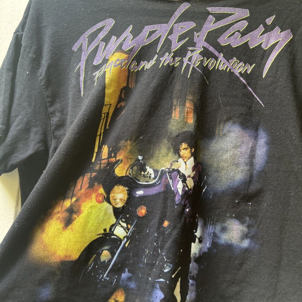Prince And The Revolution Purple Rain T-shirt M Black Cut off Cropped Festival - Picture 2 of 6